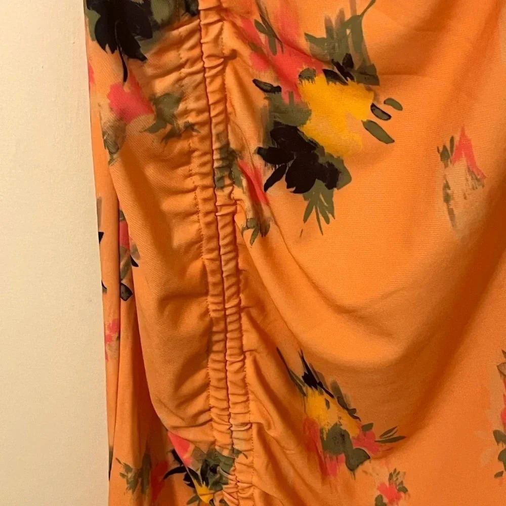 Steve Madden Matte Jersey Floral flattering one shoulder midi dress. Size XL - Picture 14 of 17